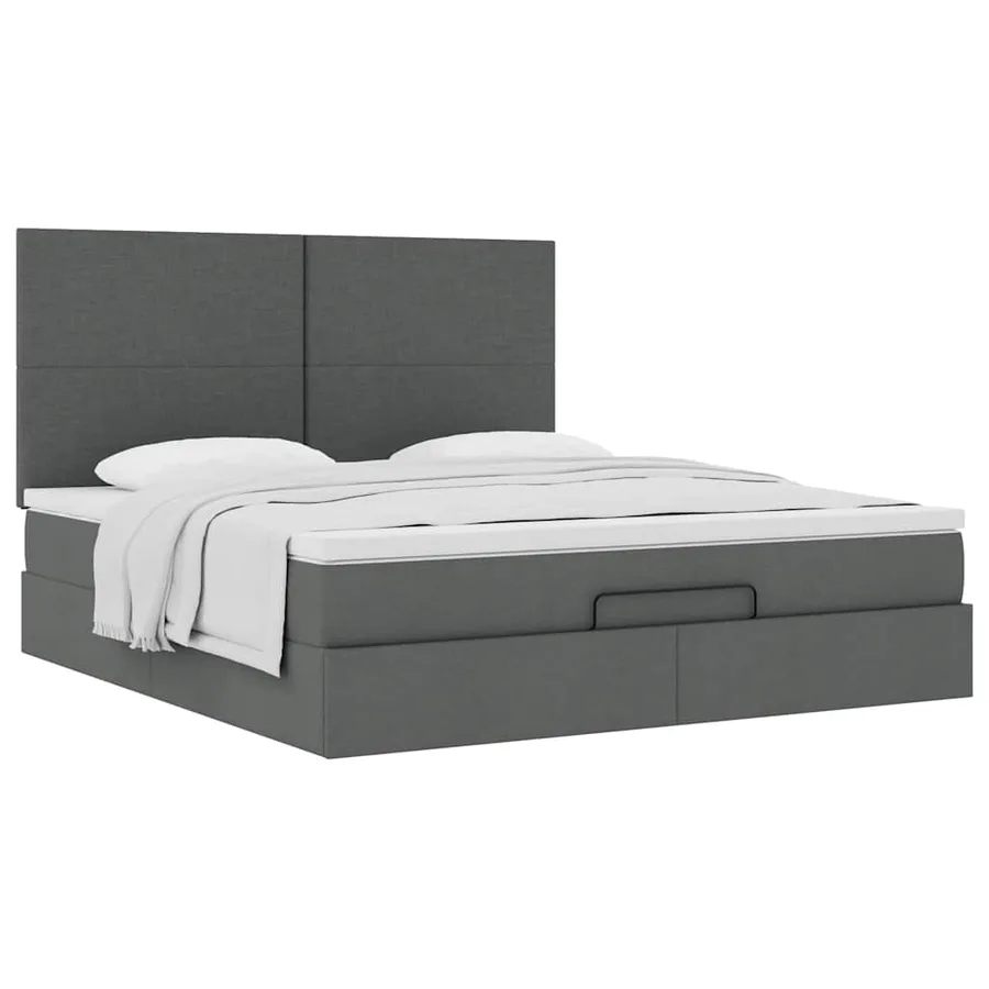 Cadre de lit ottoman avec matelas gris foncé 180x200 cm tissu - 5