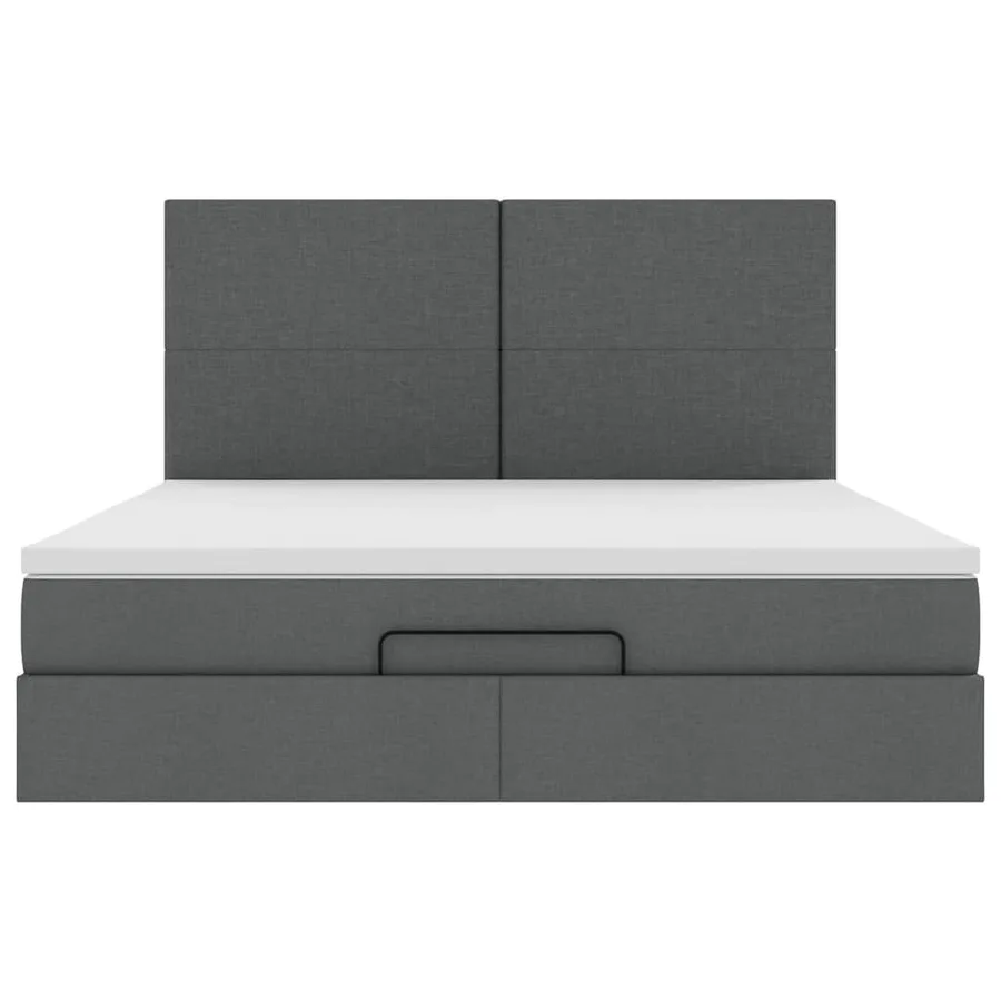 Cadre de lit ottoman avec matelas gris foncé 180x200 cm tissu - 7