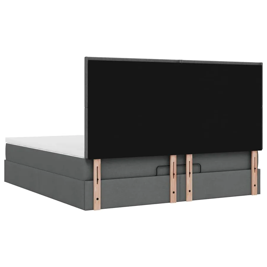 Cadre de lit ottoman avec matelas gris foncé 180x200 cm tissu - 12