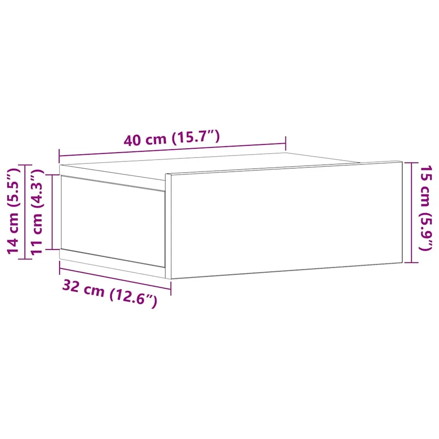 Tables de chevet flottantes 2 pcs chêne artisanal 40x32x15 cm - 14