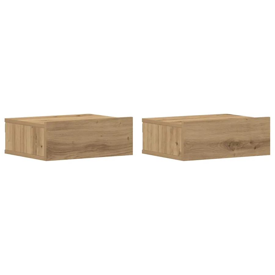 Tables de chevet flottantes 2 pcs chêne artisanal 40x32x15 cm - 2
