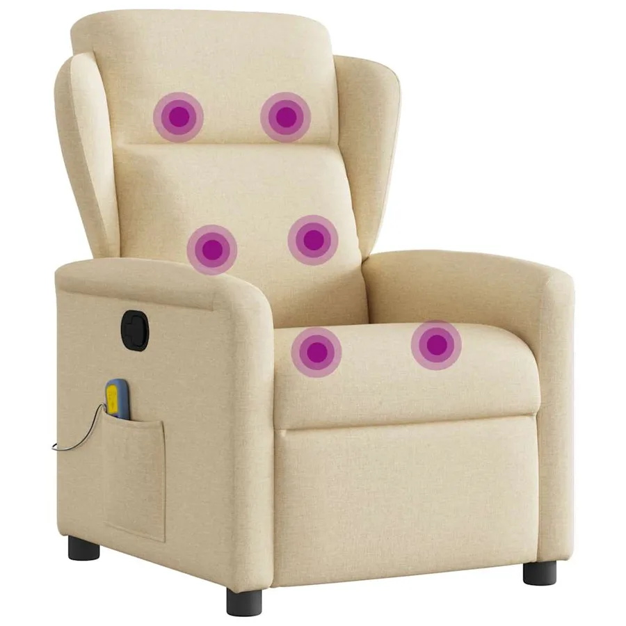 Fauteuil de massage inclinable Crème Tissu - 7