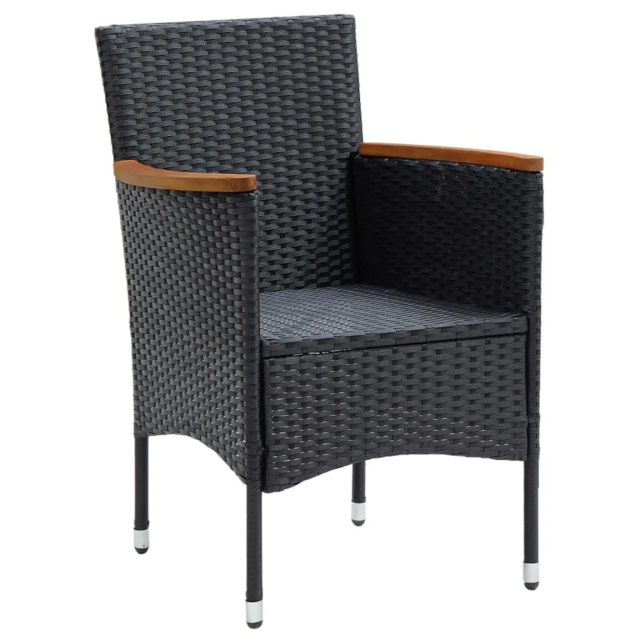 Ensemble à dîner de jardin avec coussins 5 pcs poly rotin noir - 7