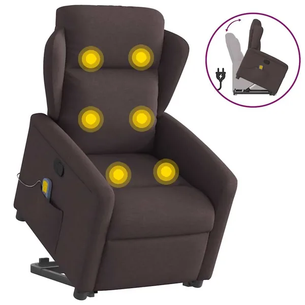 Fauteuil inclinable de massage Marron foncé Tissu