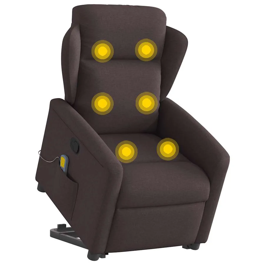 Fauteuil inclinable de massage Marron foncé Tissu - 3