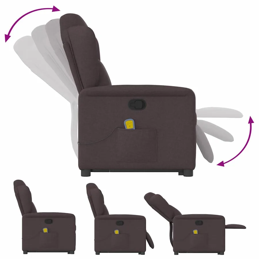 Fauteuil inclinable de massage Marron foncé Tissu - 9