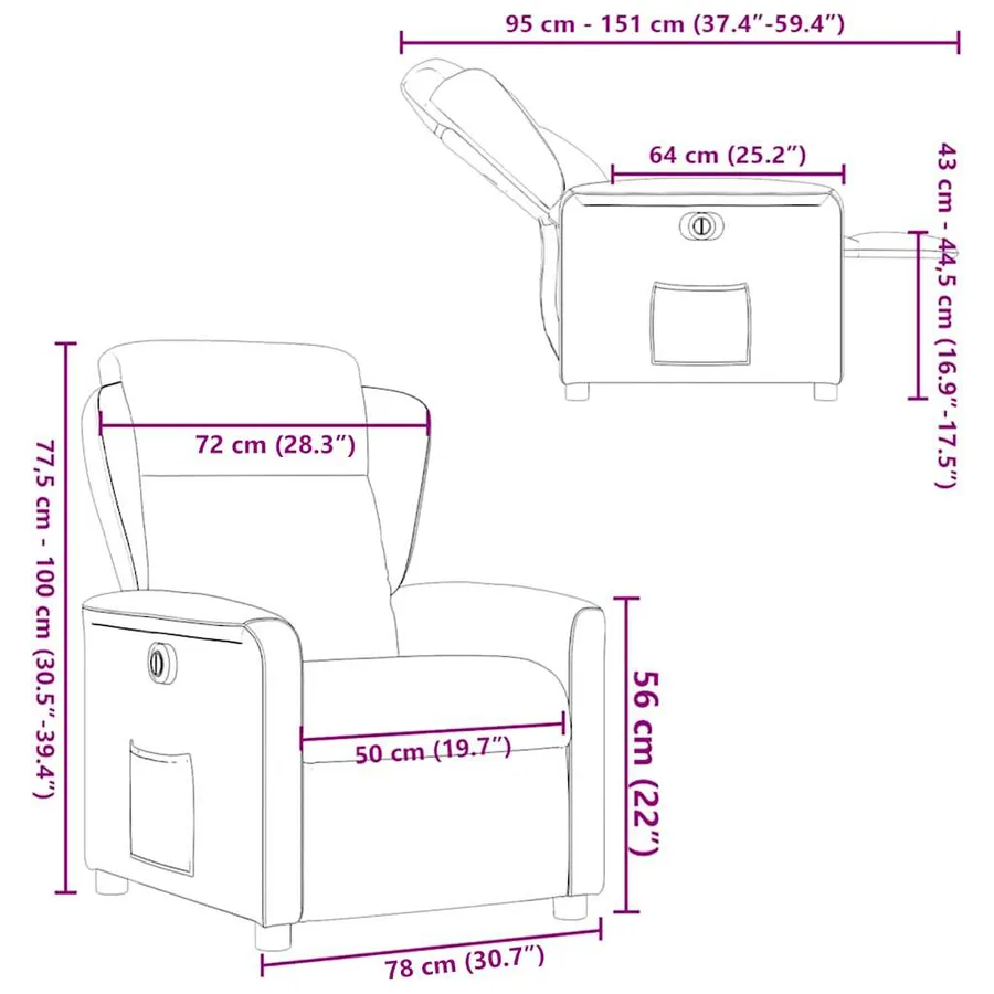 Fauteuil inclinable électrique Gris clair Tissu - 16