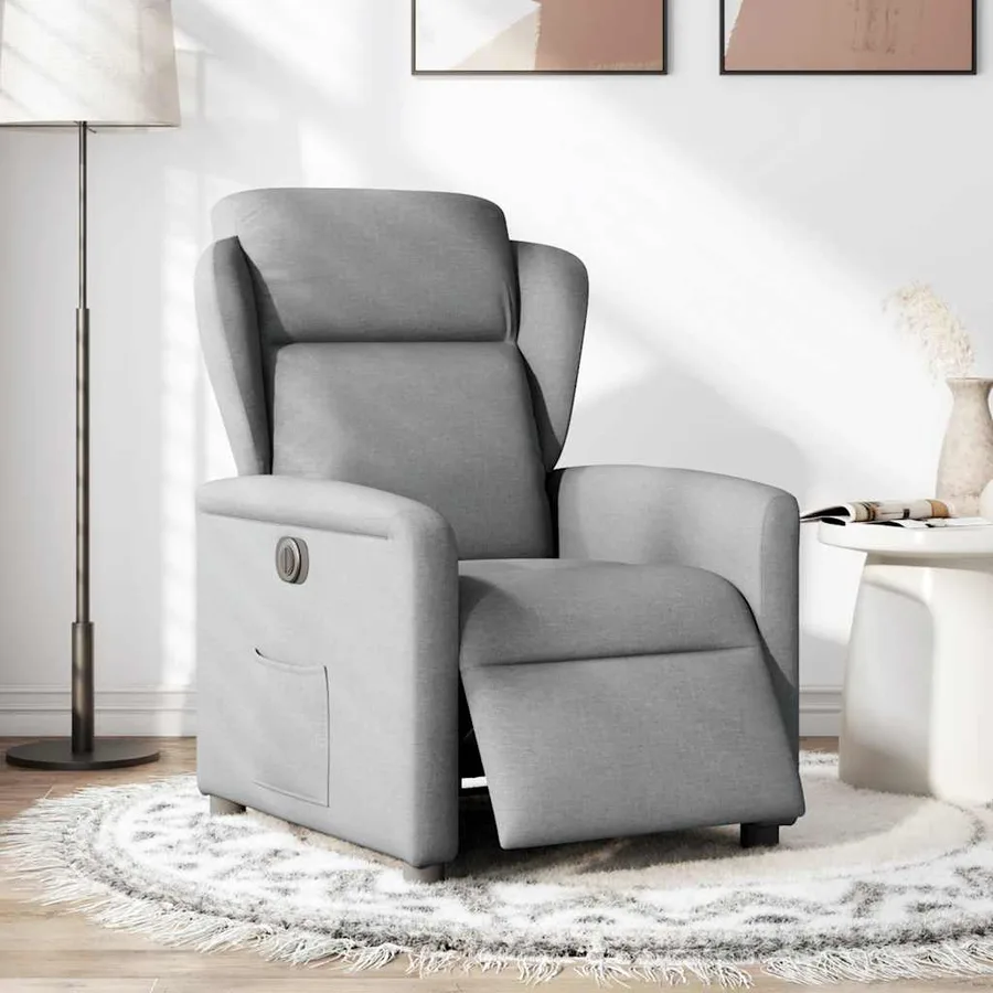 Fauteuil inclinable électrique Gris clair Tissu - 2
