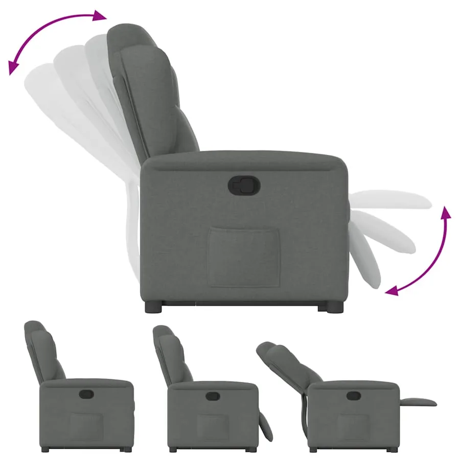 Fauteuil inclinable Gris foncé Tissu - 9