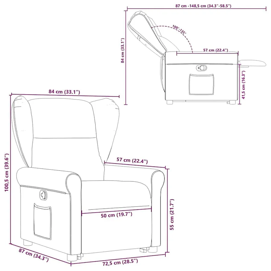 Fauteuil inclinable Gris clair Tissu - 15