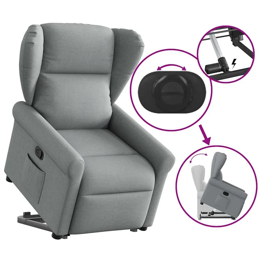Fauteuil inclinable Gris clair Tissu - 8