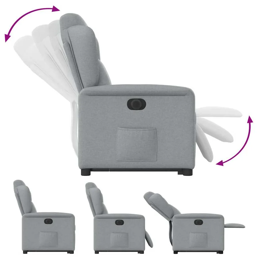 Fauteuil inclinable électrique gris clair tissu - 10