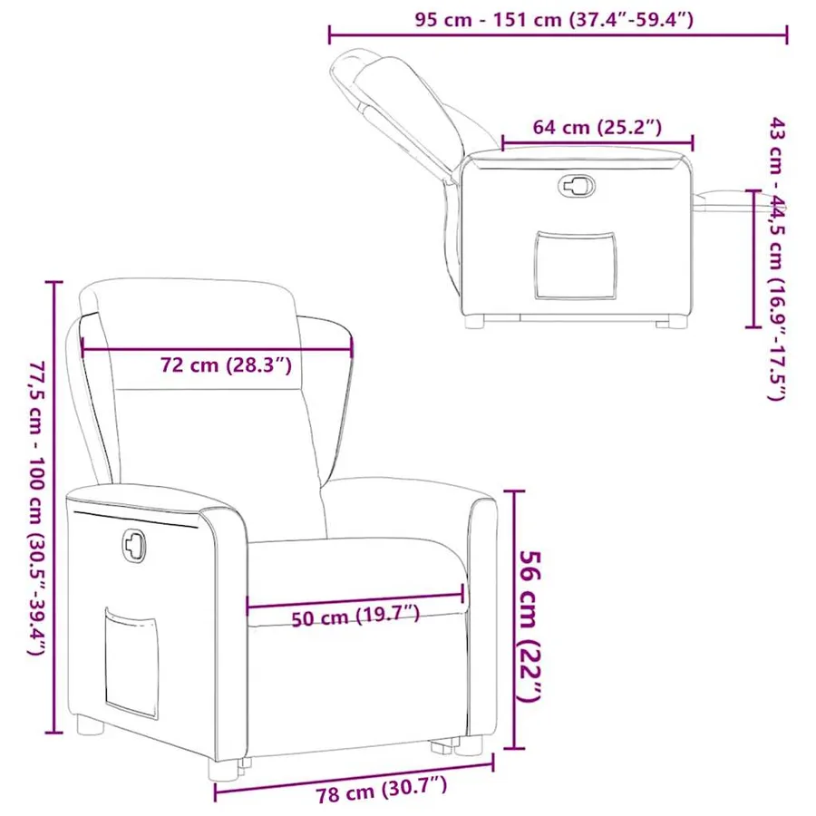 Fauteuil inclinable Crème Tissu - 15