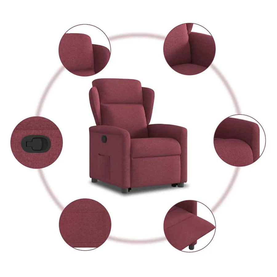 Fauteuil inclinable rouge bordeaux tissu - 10