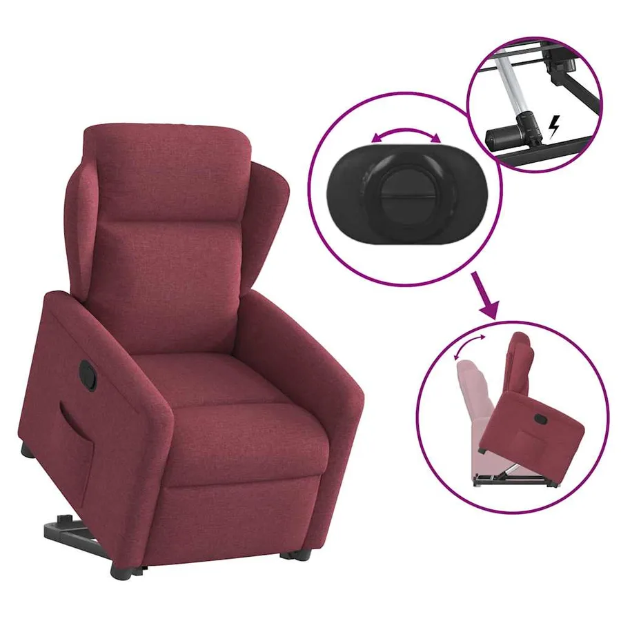 Fauteuil inclinable rouge bordeaux tissu - 8