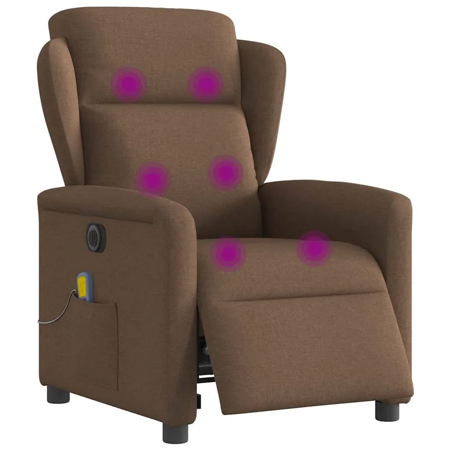Fauteuil inclinable de massage électrique marron tissu - 3