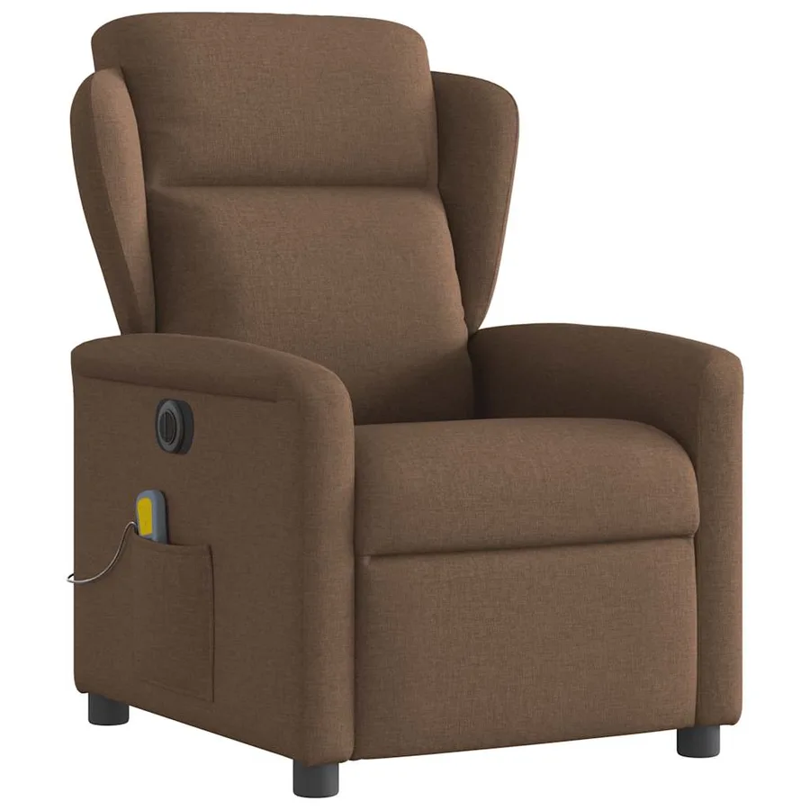 Fauteuil inclinable de massage électrique marron tissu - 4