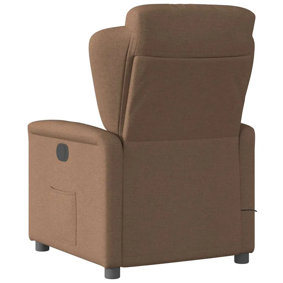Fauteuil inclinable de massage électrique marron tissu - 7