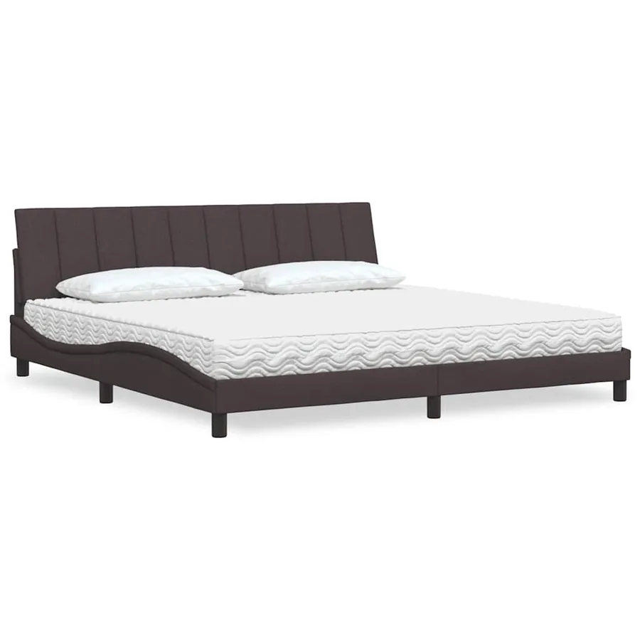 Lit avec matelas Hanko marron foncé 200x200 cm tissu