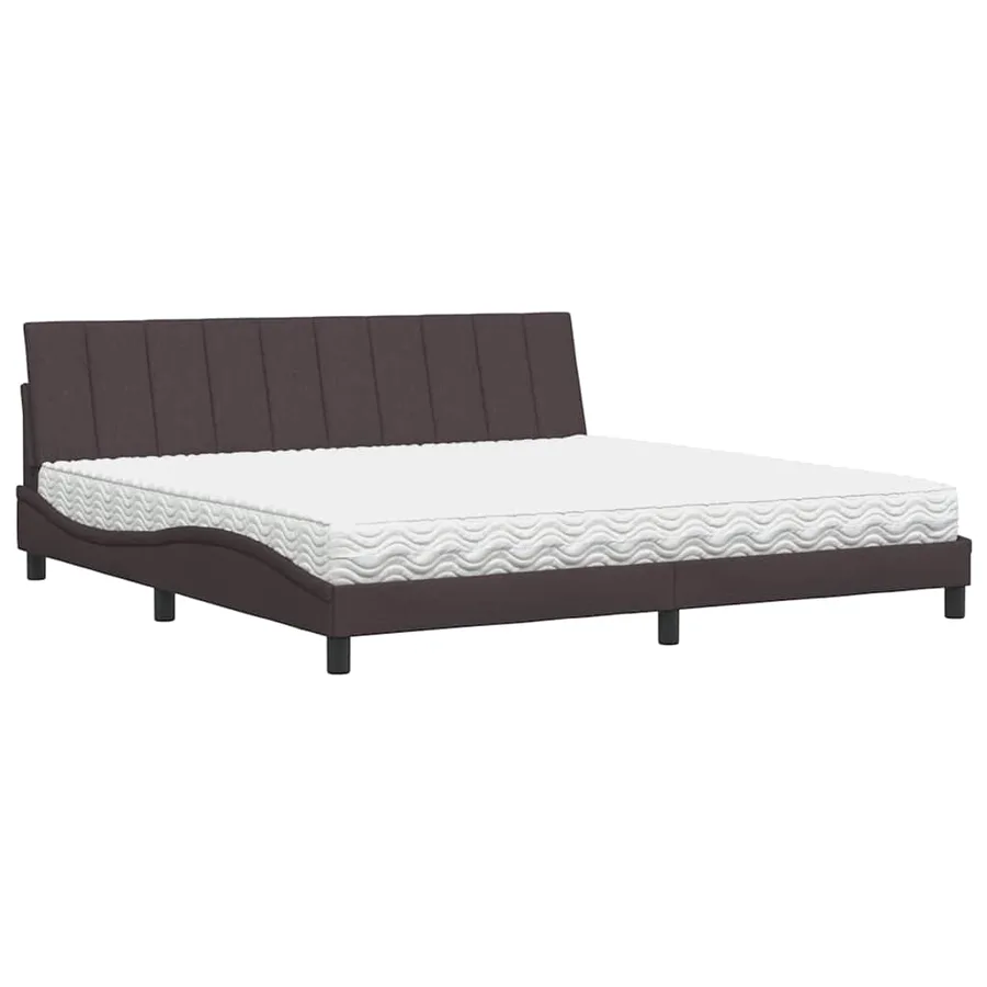 Lit avec matelas Hanko marron foncé 200x200 cm tissu - 2