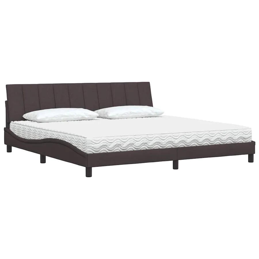 Lit avec matelas Hanko marron foncé 200x200 cm tissu - 4
