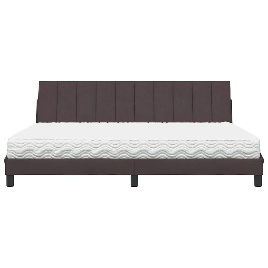 Lit avec matelas Hanko marron foncé 200x200 cm tissu - 5