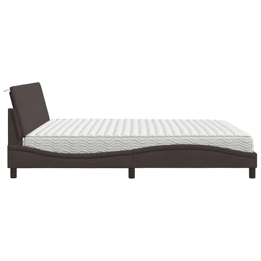 Lit avec matelas Hanko marron foncé 200x200 cm tissu - 6
