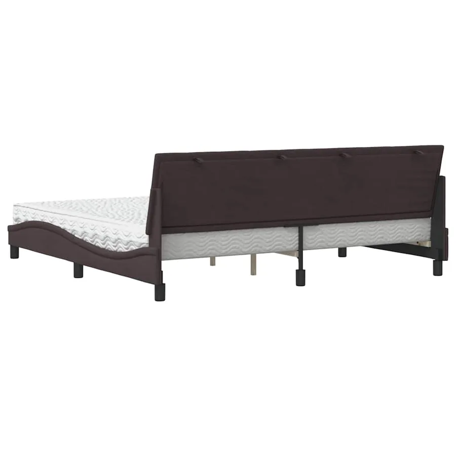 Lit avec matelas Hanko marron foncé 200x200 cm tissu - 7
