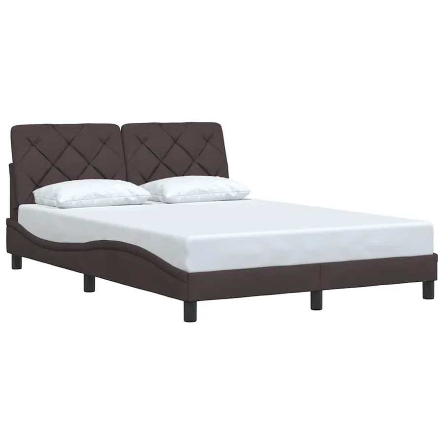 Cadre de lit sans matelas marron foncé 140x190 cm tissu - 2
