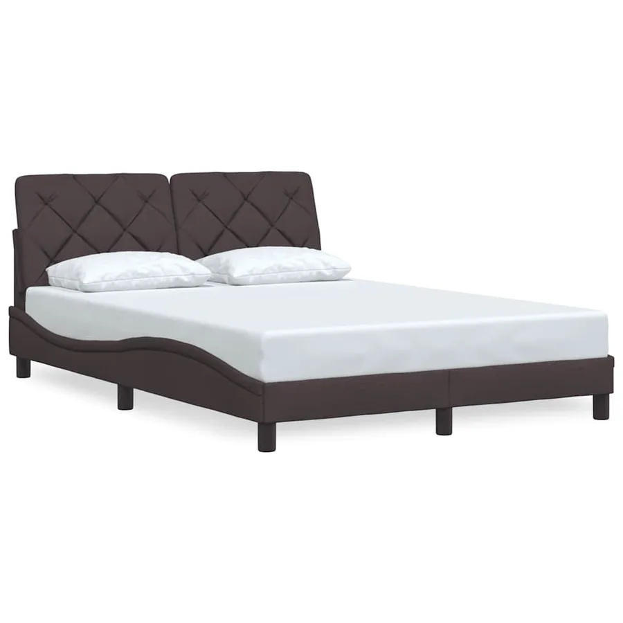 Cadre de lit sans matelas marron foncé 140x190 cm tissu - 3