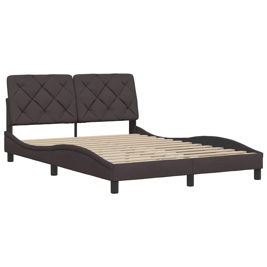 Cadre de lit sans matelas marron foncé 140x190 cm tissu - 4