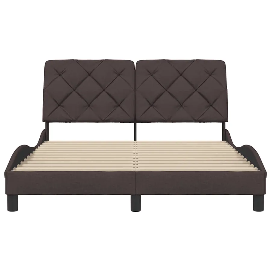Cadre de lit sans matelas marron foncé 140x190 cm tissu - 5