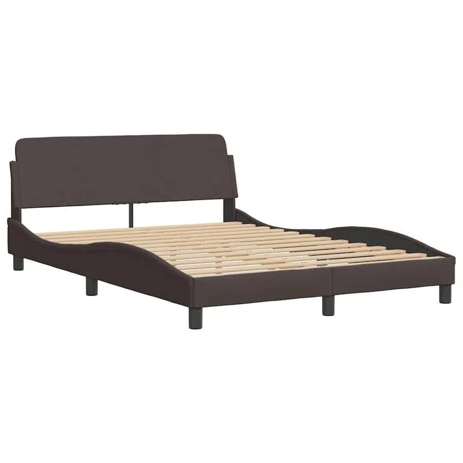 Cadre de lit sans matelas marron foncé 140x190 cm tissu - 6