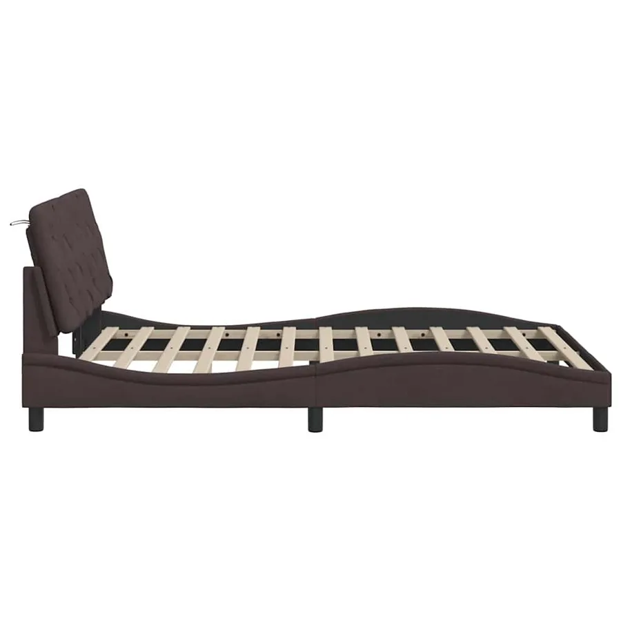 Cadre de lit sans matelas marron foncé 140x190 cm tissu - 8