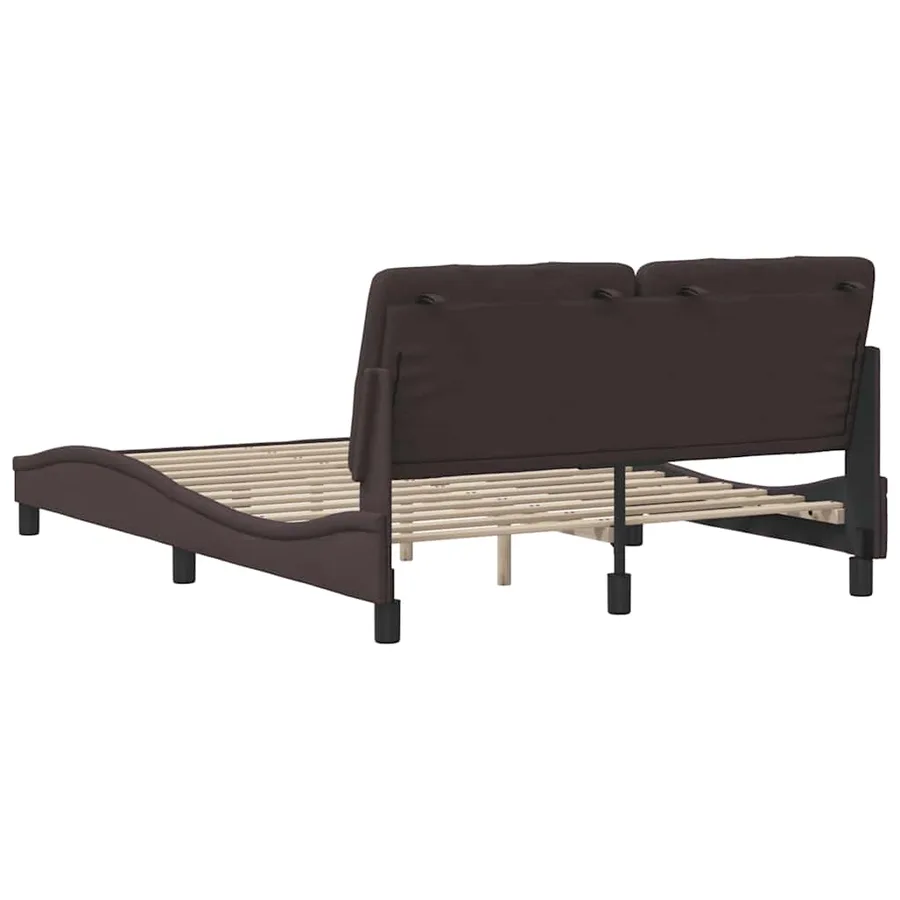 Cadre de lit sans matelas marron foncé 140x190 cm tissu - 9