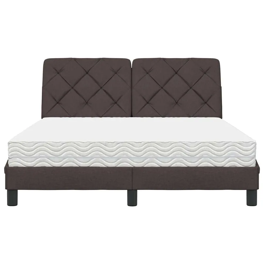 Lit avec matelas marron foncé 140x190 cm tissu - 5