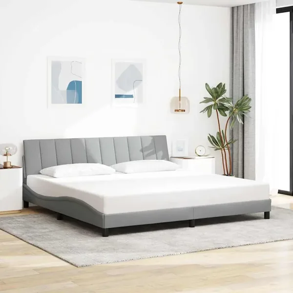 Cadre de lit sans matelas Hanko gris clair 200x200 cm tissu