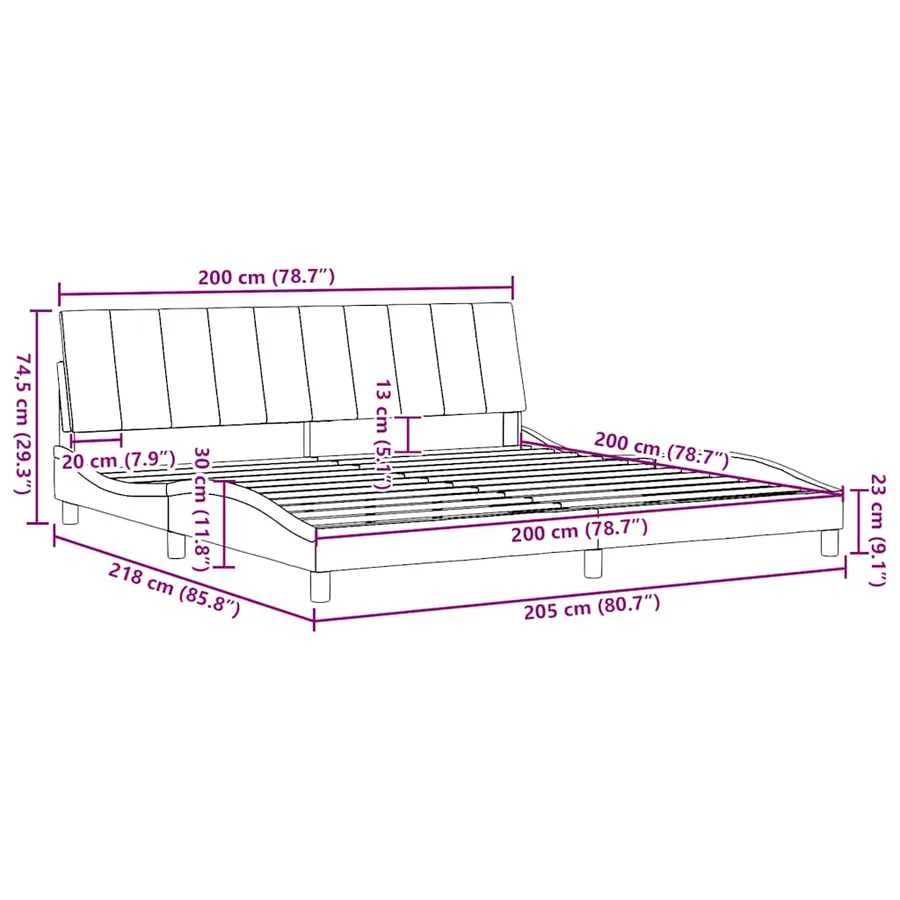 Cadre de lit sans matelas Hanko gris clair 200x200 cm tissu - 13