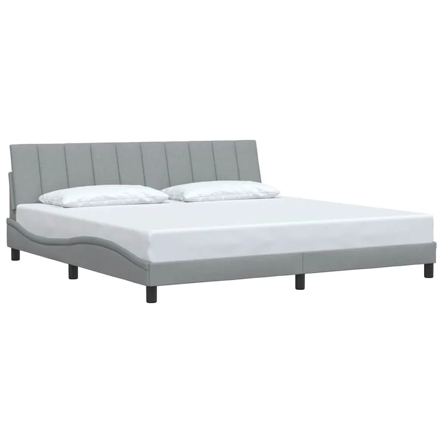 Cadre de lit sans matelas Hanko gris clair 200x200 cm tissu - 3
