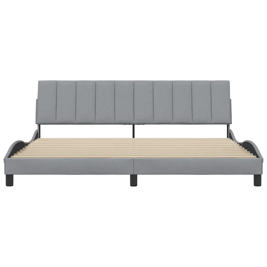 Cadre de lit sans matelas Hanko gris clair 200x200 cm tissu - 4