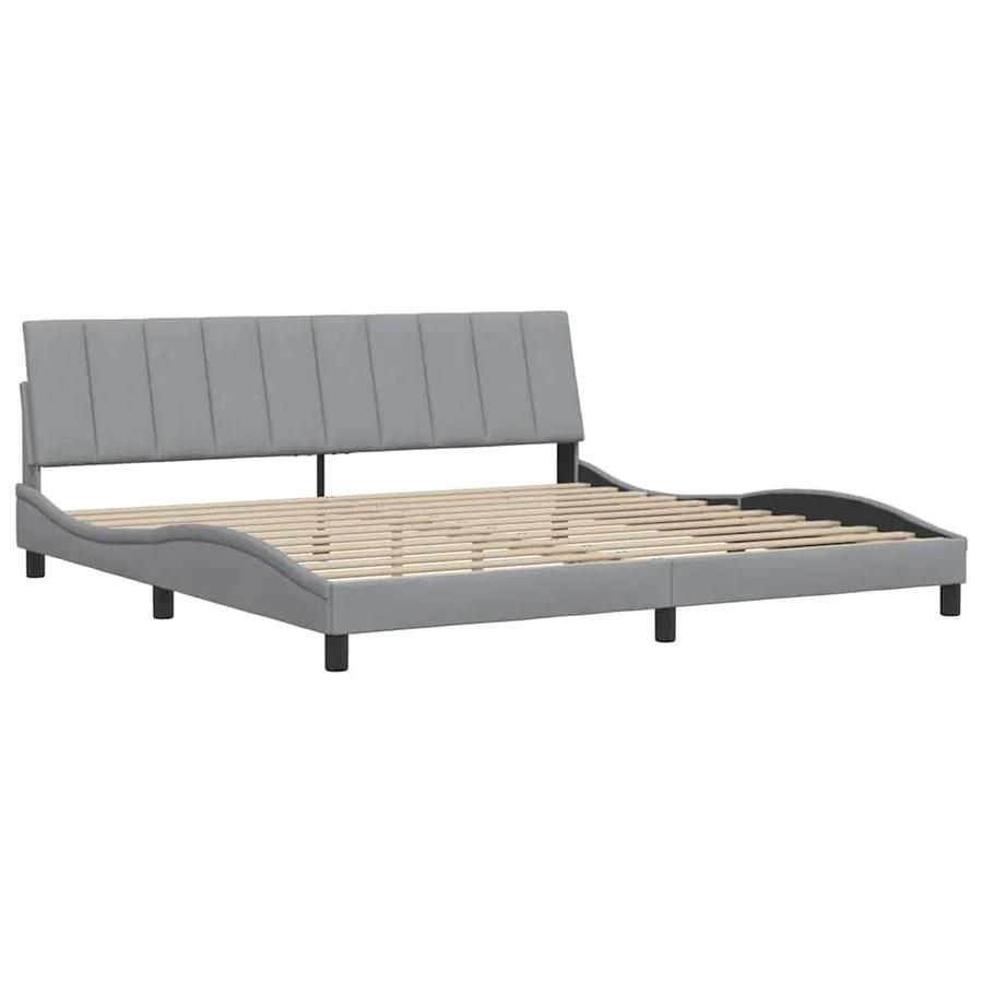 Cadre de lit sans matelas Hanko gris clair 200x200 cm tissu - 6