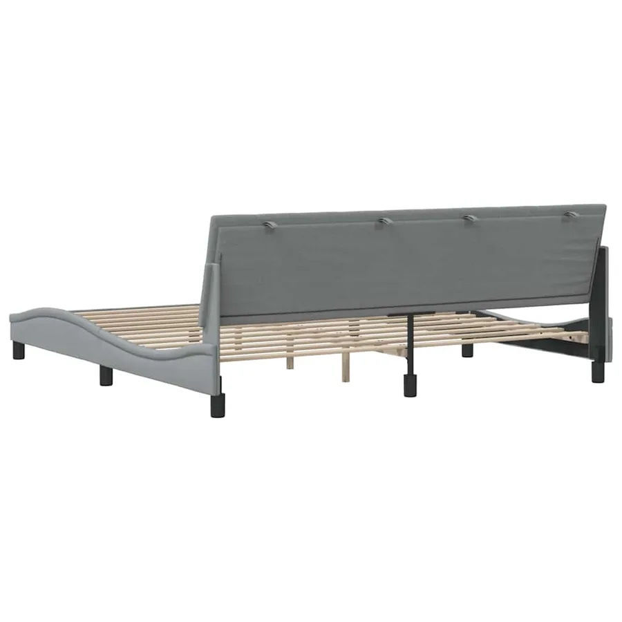 Cadre de lit sans matelas Hanko gris clair 200x200 cm tissu - 9