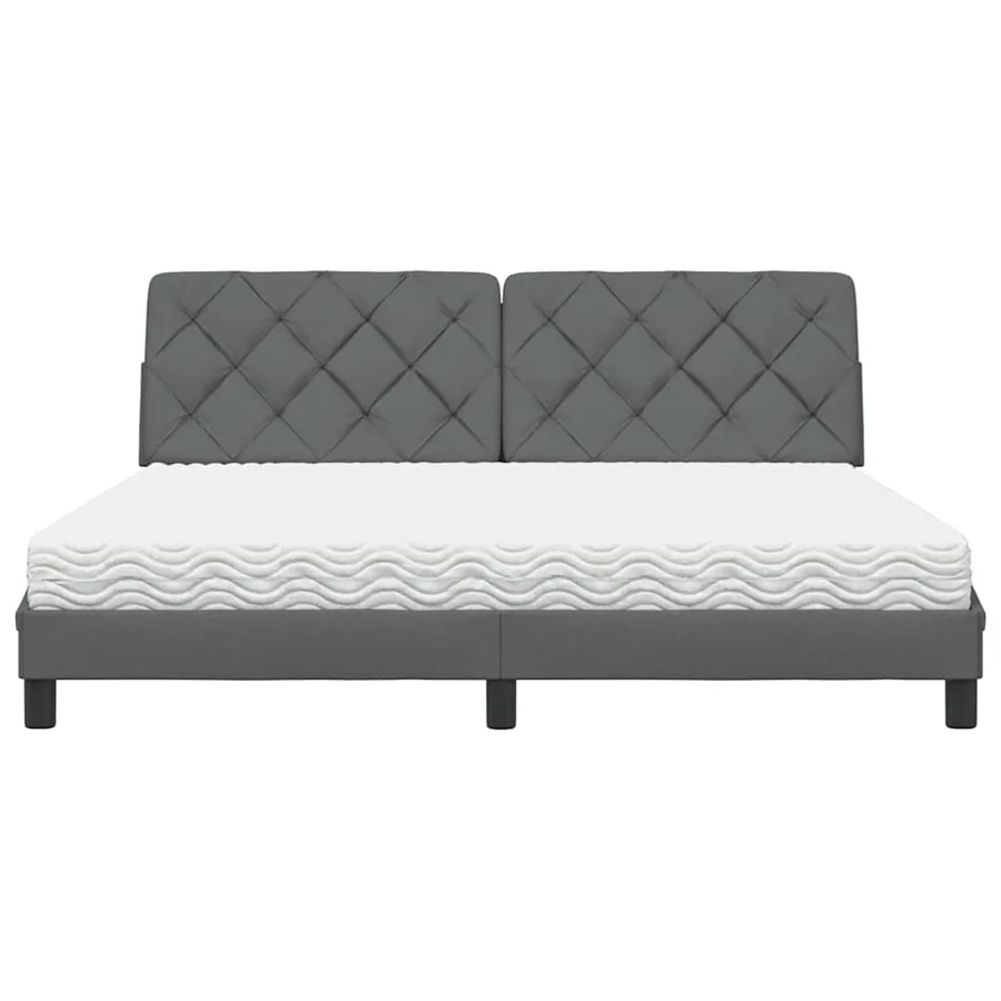 Lit avec matelas gris foncé 180x200 cm tissu - 5