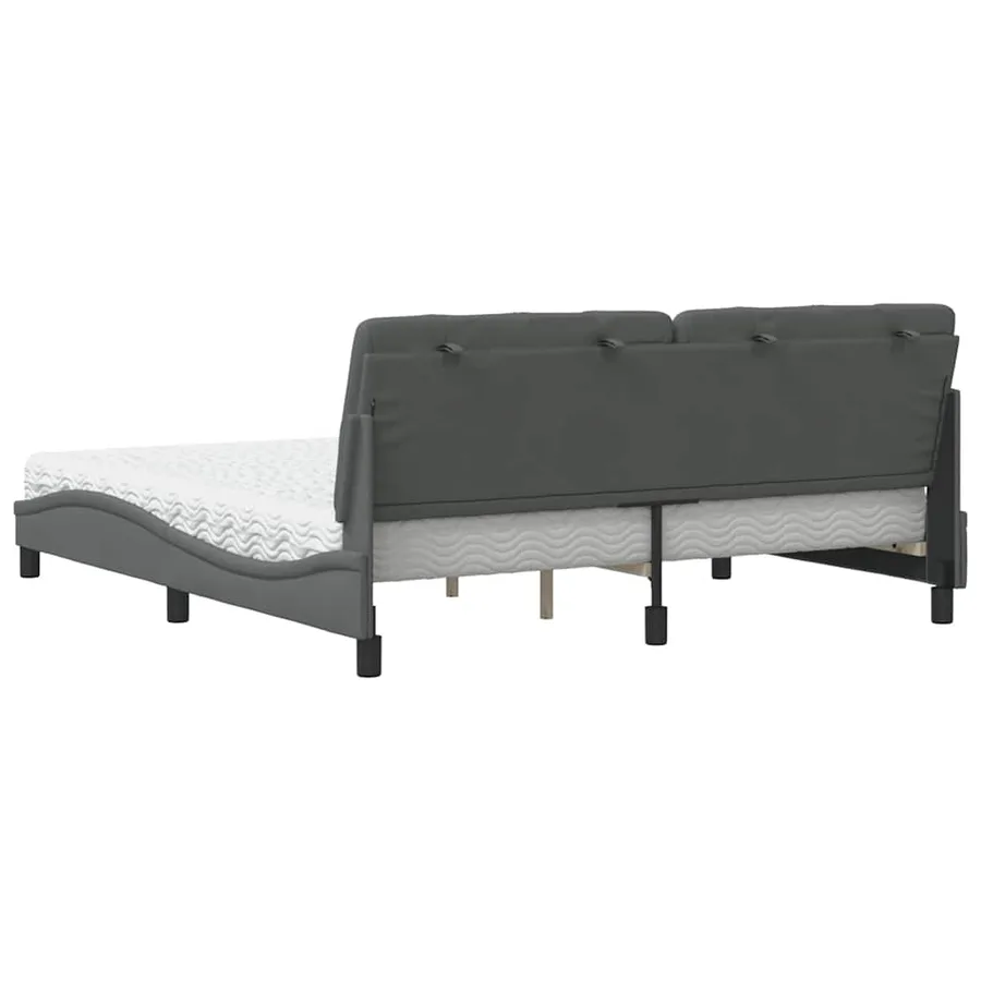 Lit avec matelas gris foncé 180x200 cm tissu - 7