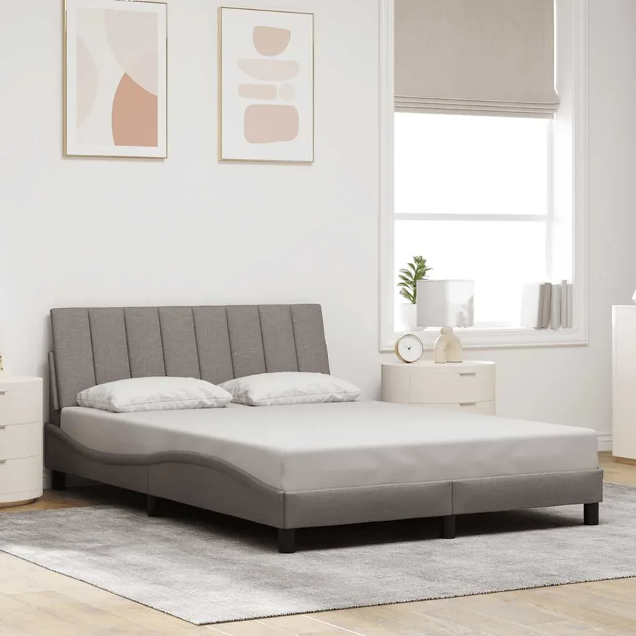 Cadre de lit sans matelas Hanko taupe 140x200 cm tissu