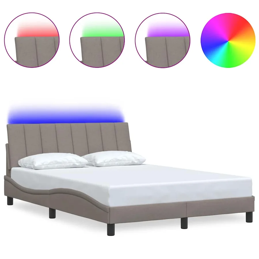 Cadre de lit sans matelas Hanko taupe 140x200 cm tissu - 2