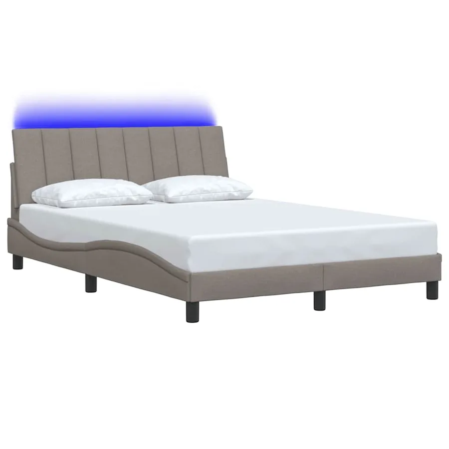 Cadre de lit sans matelas Hanko taupe 140x200 cm tissu - 3