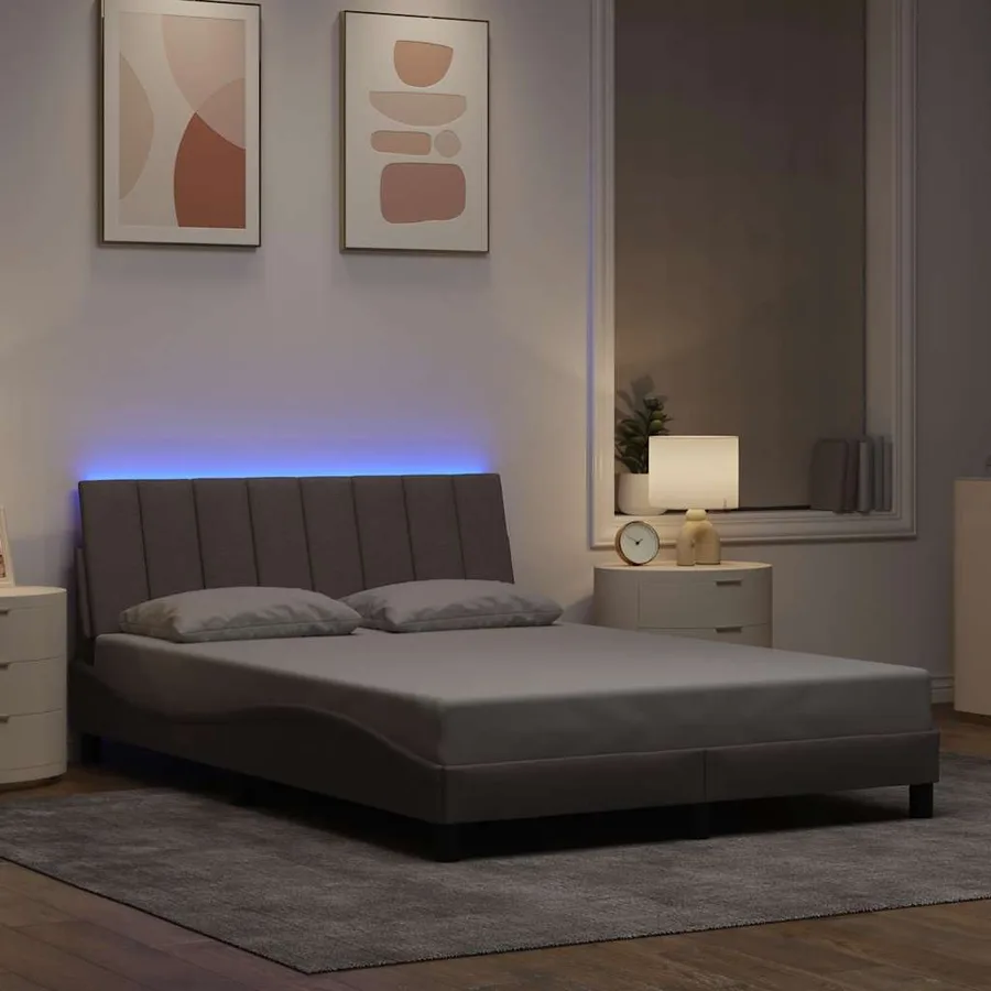 Cadre de lit sans matelas Hanko taupe 140x200 cm tissu - 4