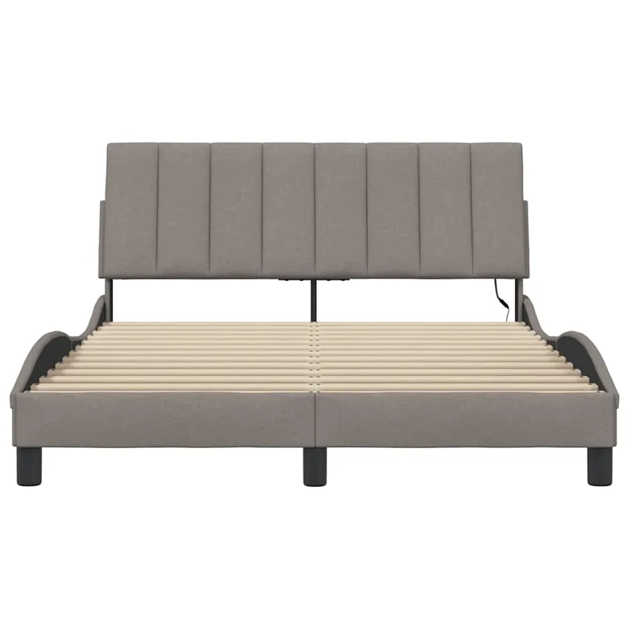 Cadre de lit sans matelas Hanko taupe 140x200 cm tissu - 6