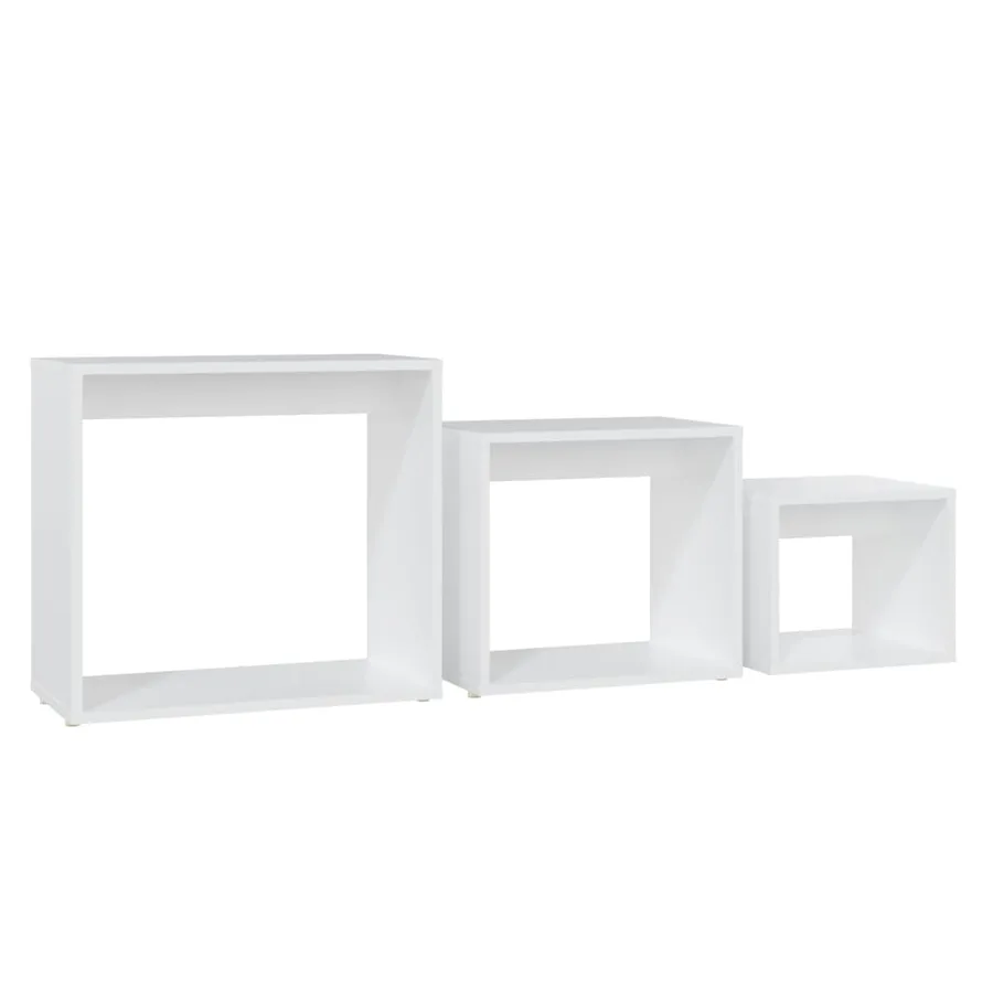Tables gigognes 3 pcs Blanc Aggloméré - 5